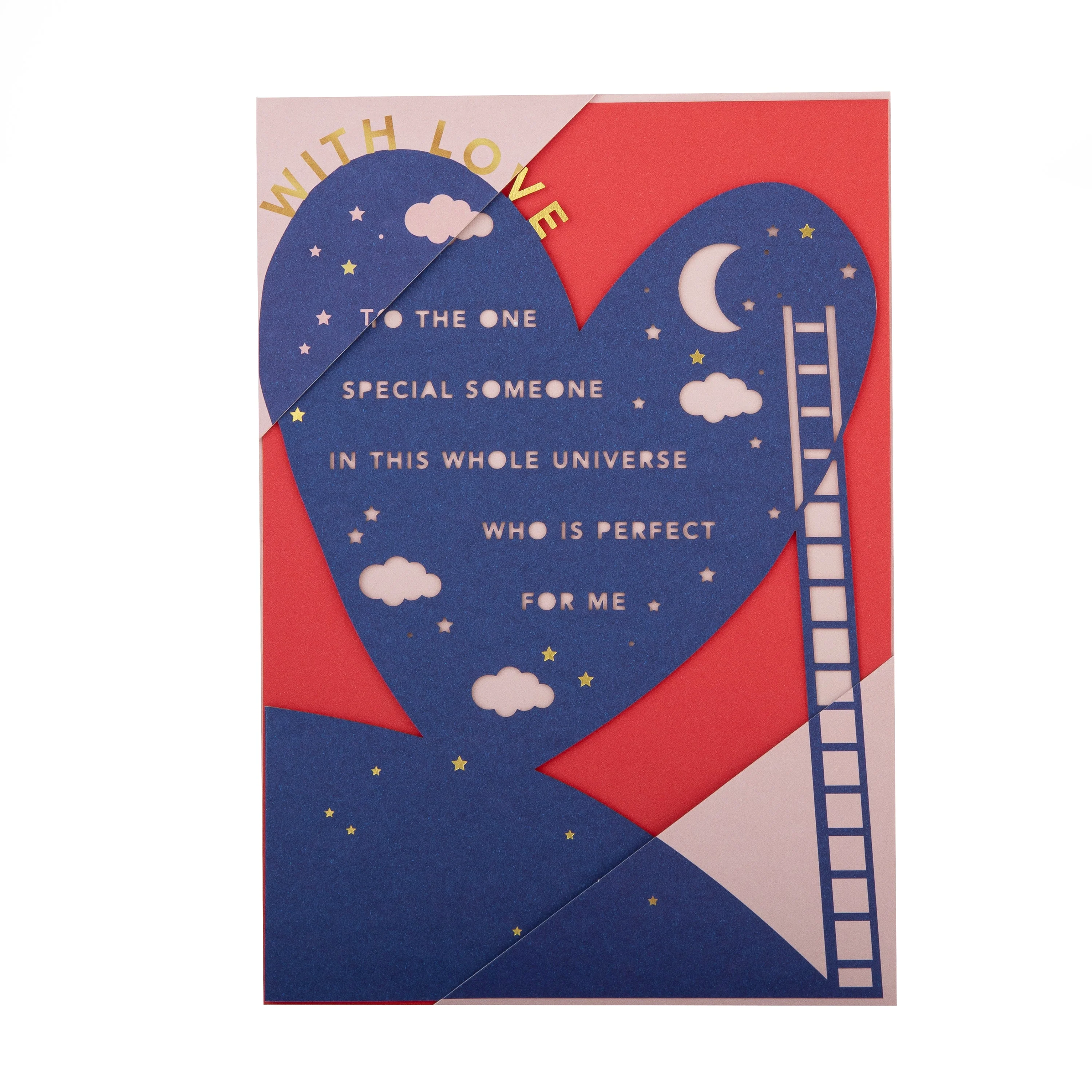 Valentine's Day Card for Someone Special - Heart, Moon & Stars Design - Image 6