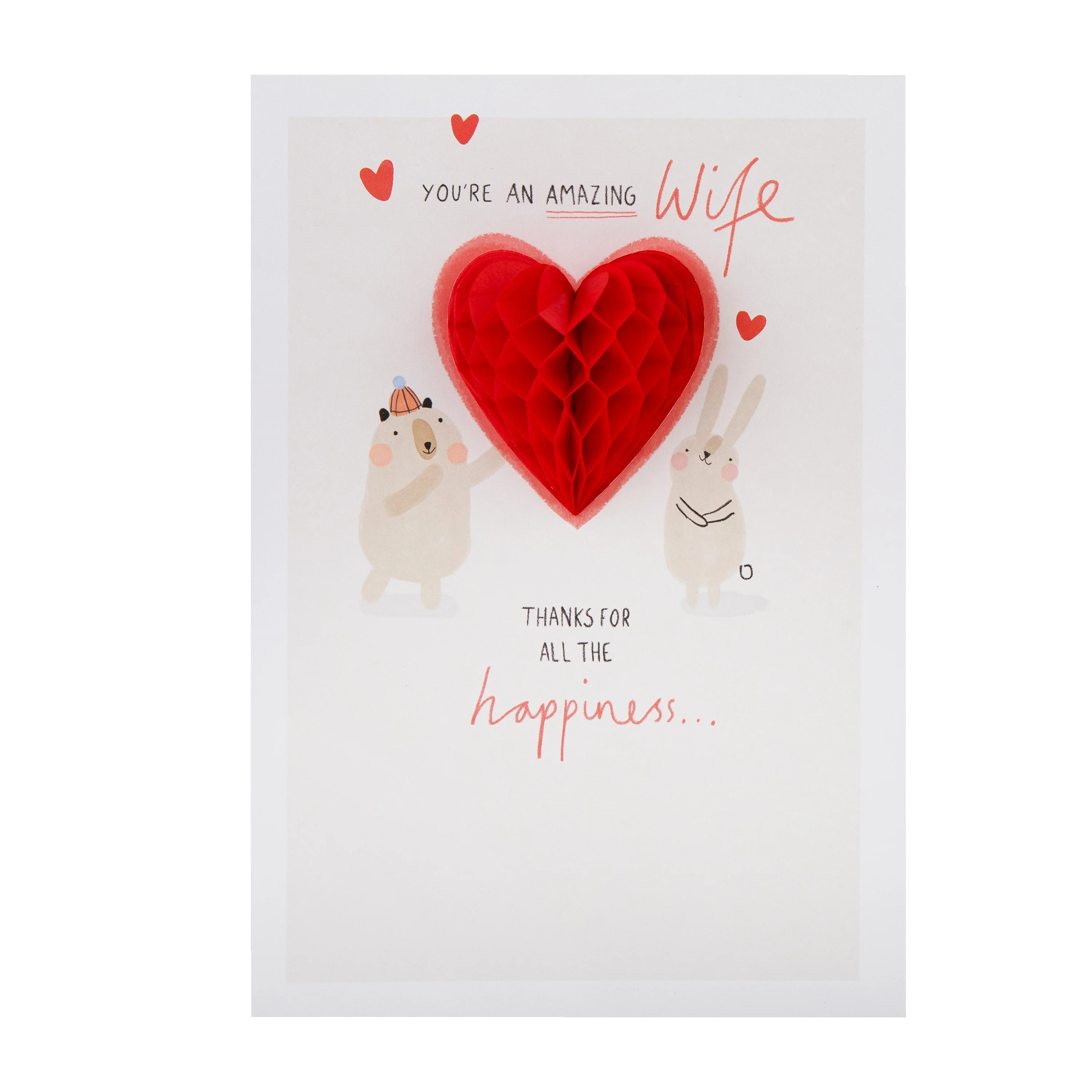 Valentine's Day Card for Wife - Cute Bear & Rabbit Design - Image 4