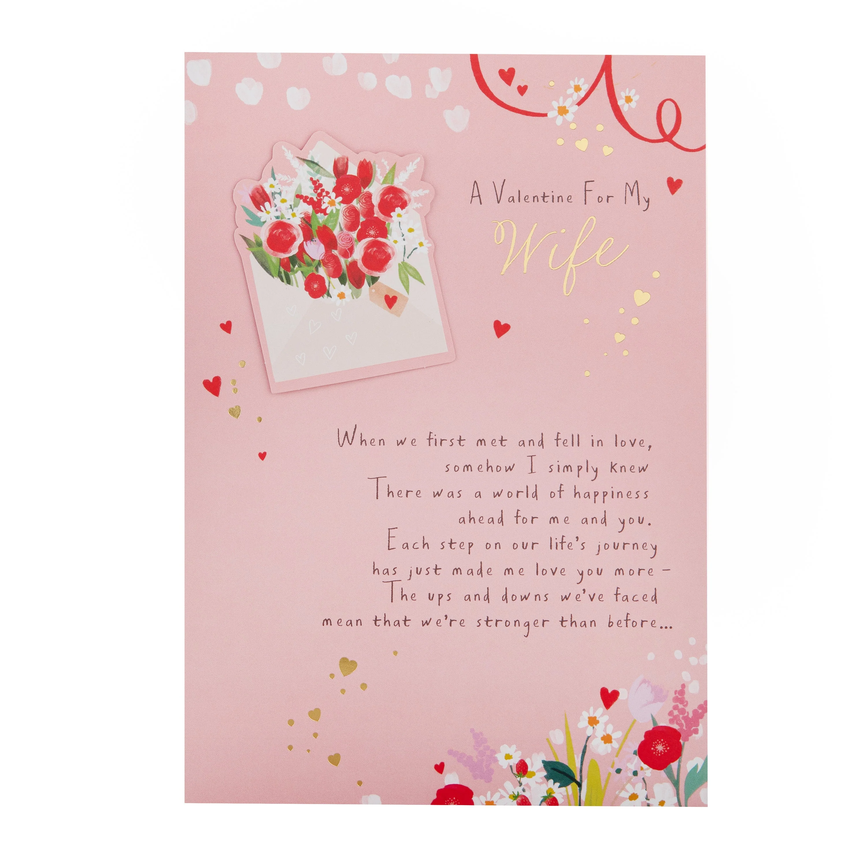 Valentine's Day Card for Wife - Flowers & Envelope Design - Image 4
