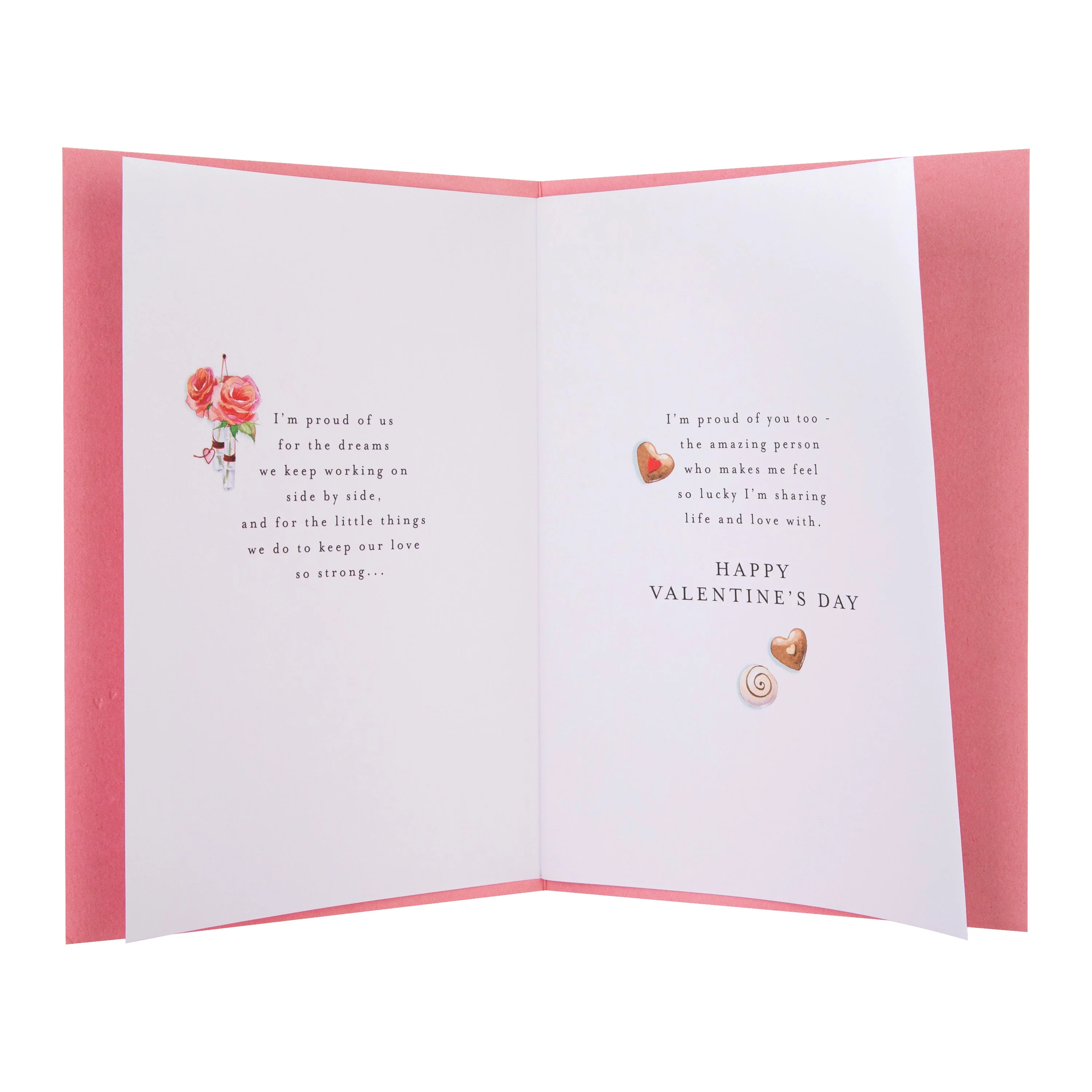Valentine's Day Card for Wife - Pink Heartfelt Verse & Hearts - Image 2