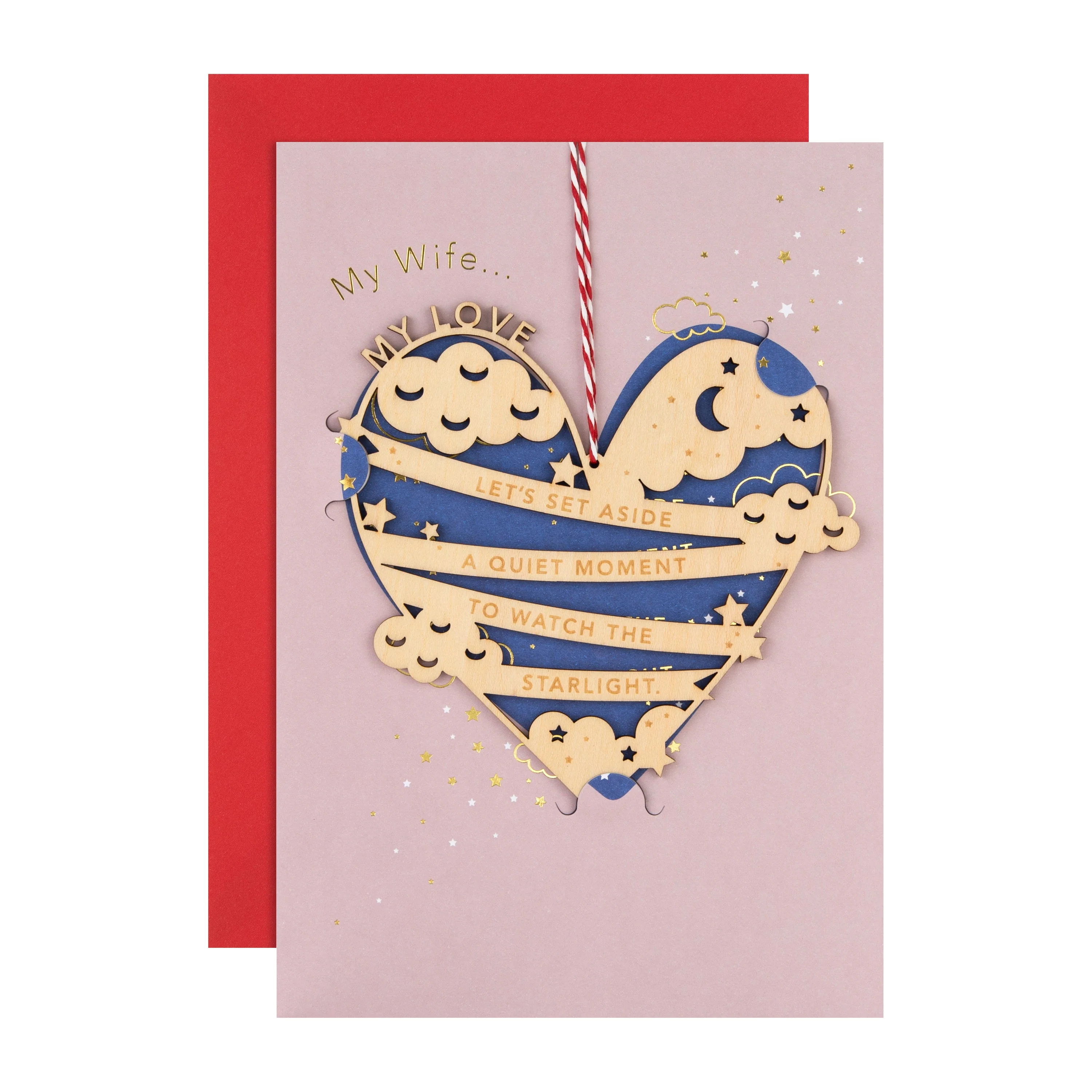 Valentine's Day Card for Wife - Wooden Keepsake Hanging Ornament