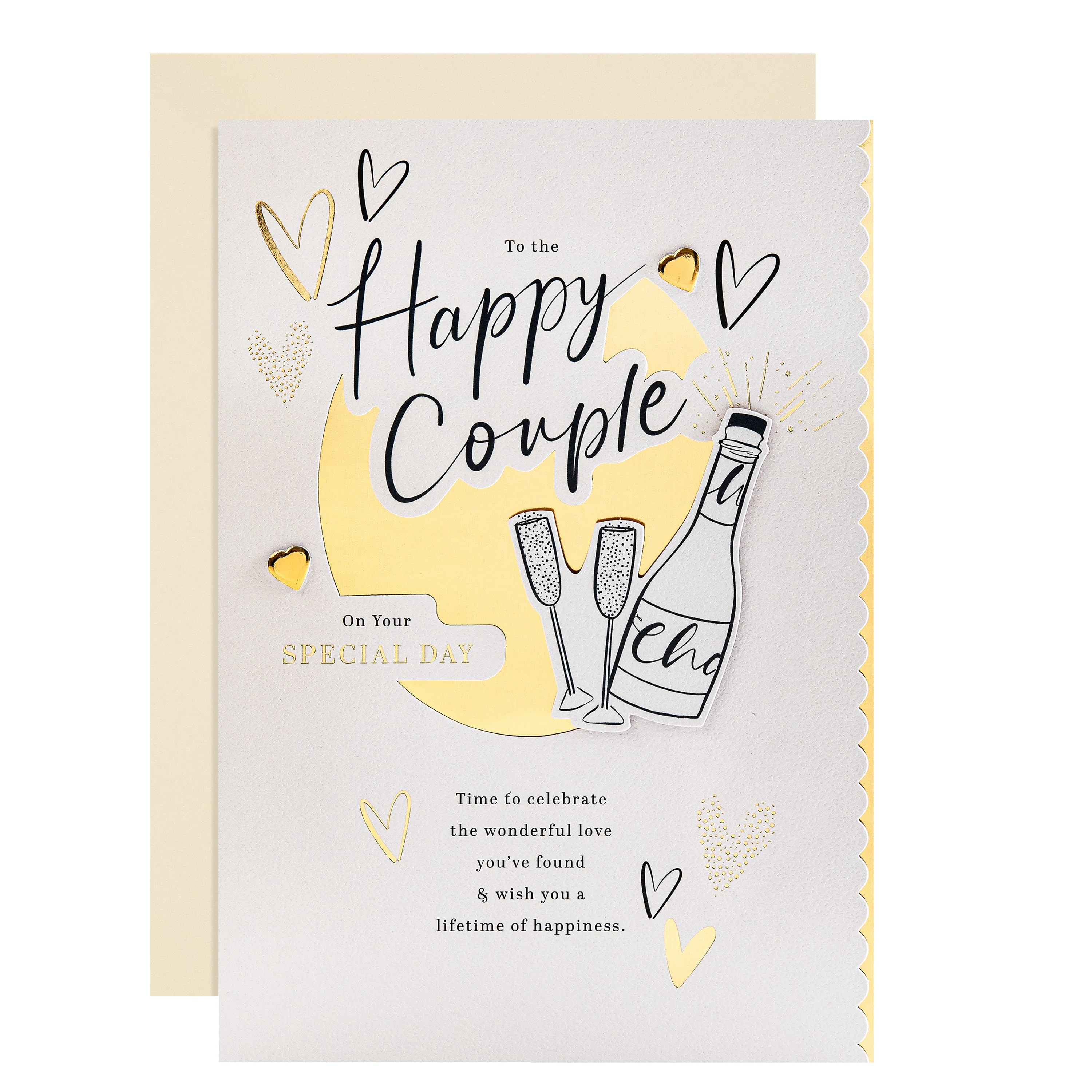 Wedding Card for Happy Couple - Gold Foil Design & Heartfelt Verse