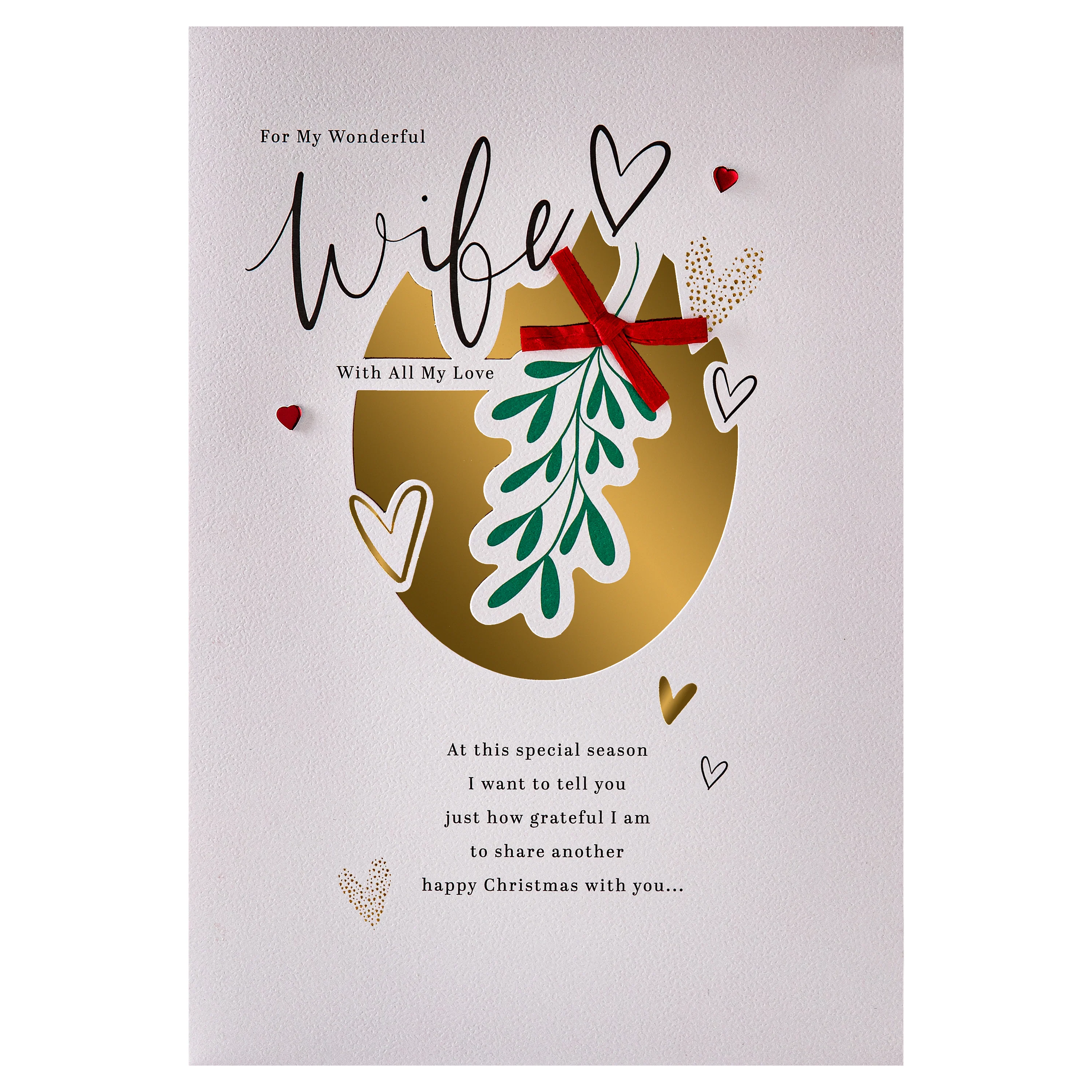 Wife Christmas Card - Special Sentiment, Mistletoe Design - Image 7