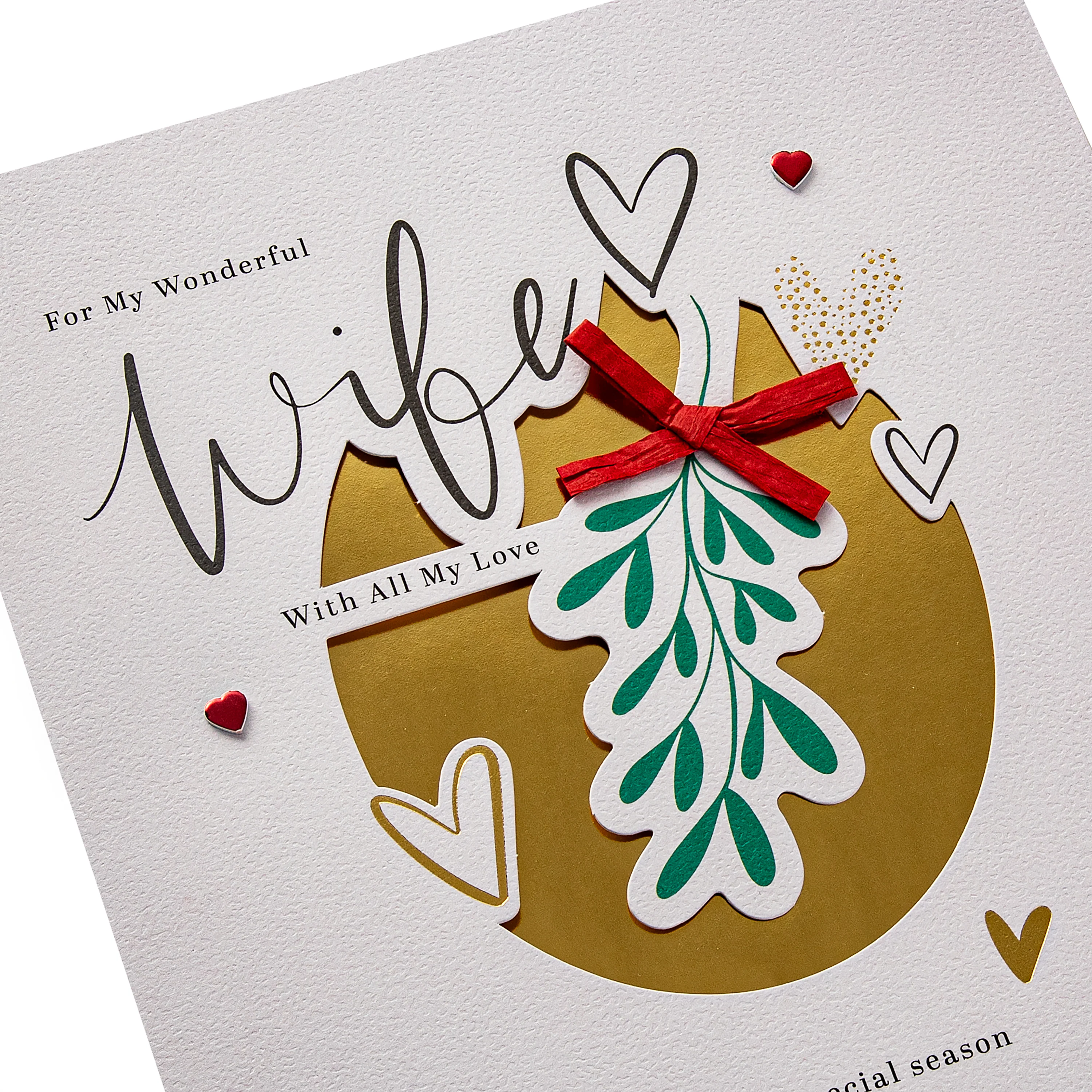 Wife Christmas Card - Special Sentiment, Mistletoe Design - Image 8
