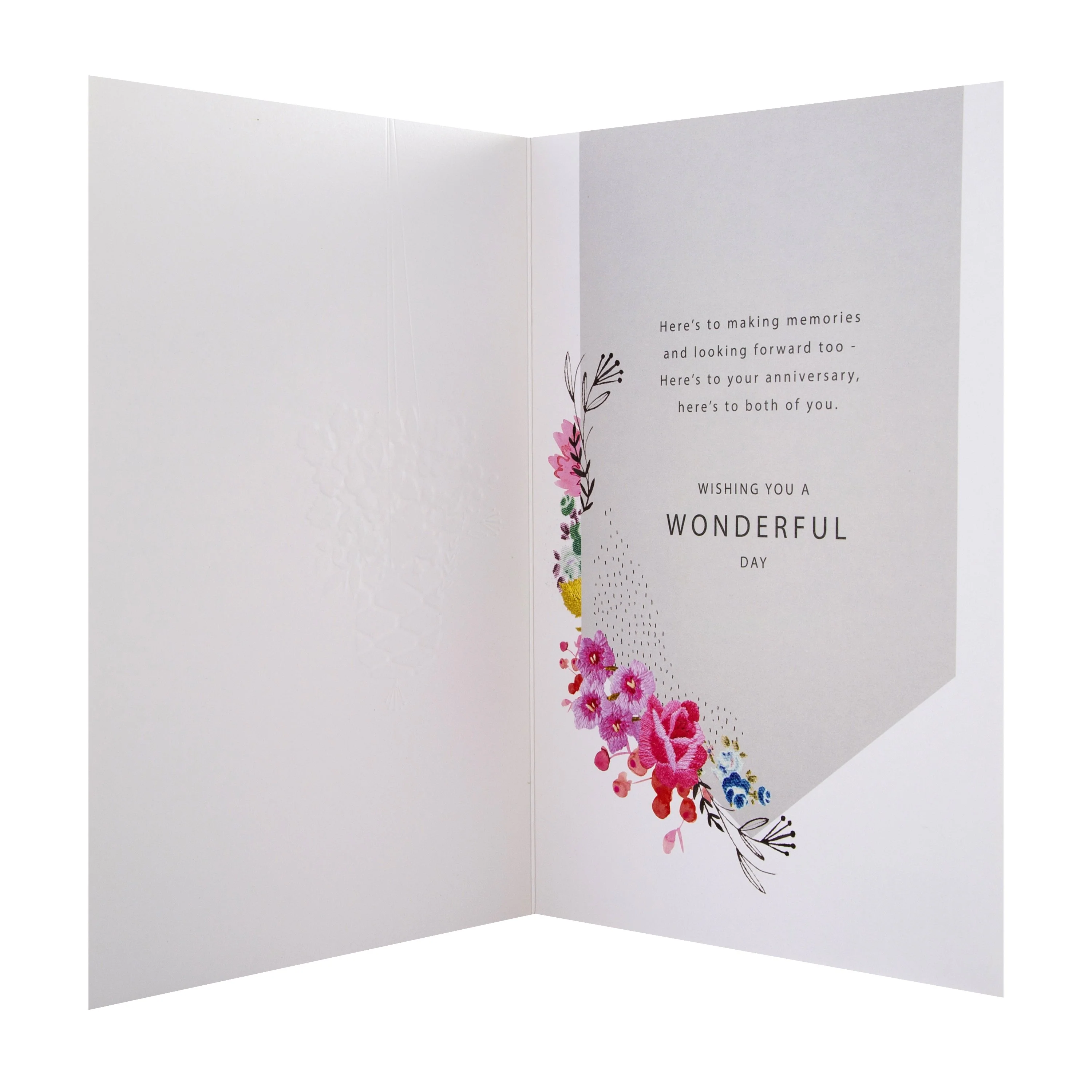 Your Anniversary Card - Classic Embossed Floral Design - Image 4